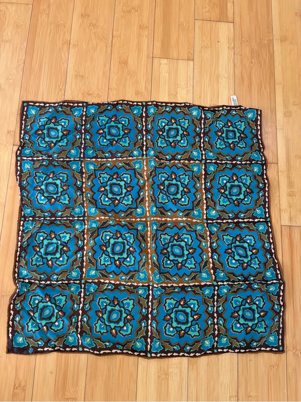 Vera Made in Japan Vintage  100% Nylon Square Scarf - Tile Print